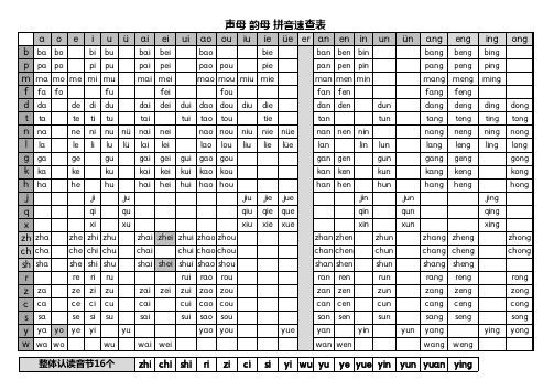 小学拼音声韵母组合表