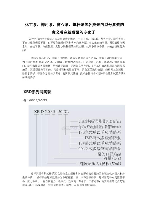  化工泵、排污泵、离心泵、螺杆泵等各类泵的型号参数的意义看完就成泵阀专家了