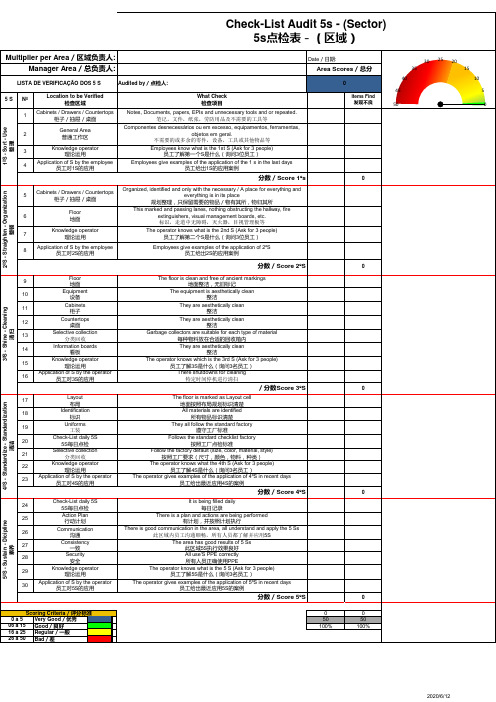 5S 检查清单及行动计划 5S checklist and Action Plan