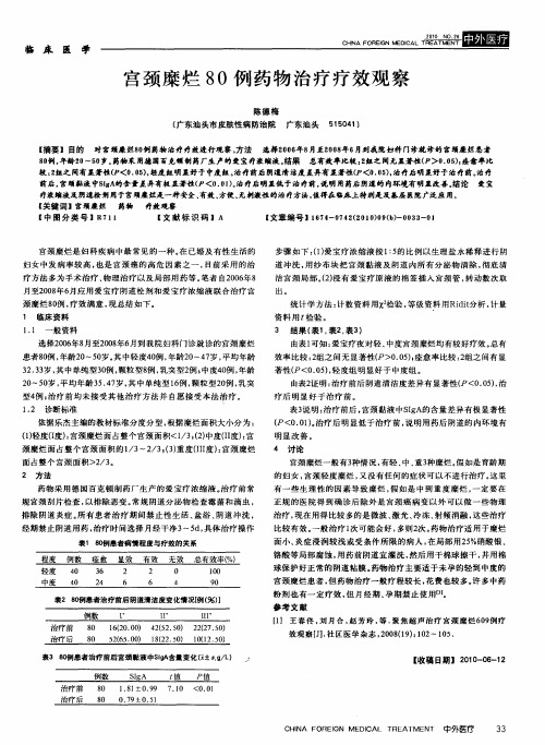 宫颈糜烂80例药物治疗疗效观察