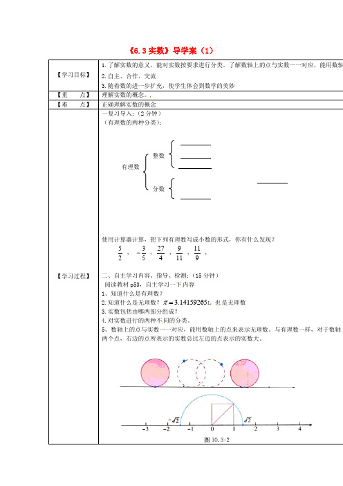 2015春人教版数学七下6.3《实数》word导学案(1)