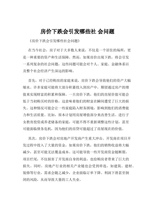 房价下跌会引发哪些社 会问题