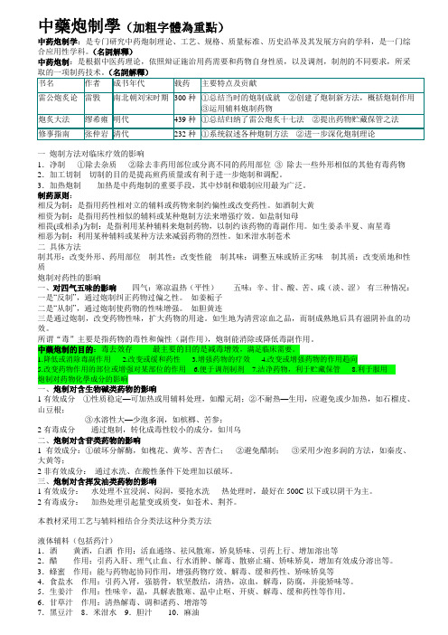 中药炮制学_精华版(简答+大题+重点药)