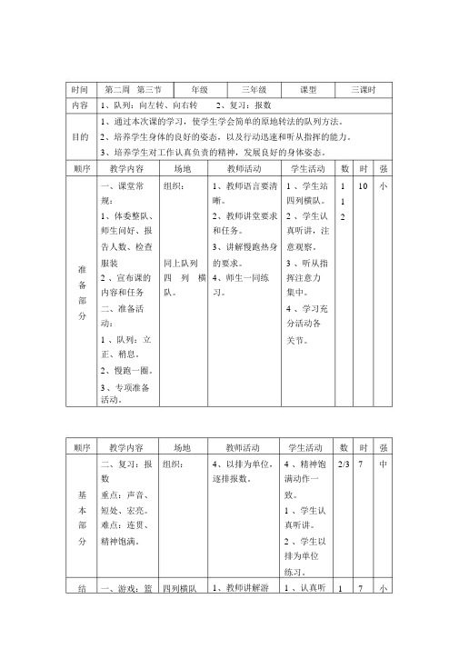 新人教版一至二年级体育《队列：向左转、向右转》公开课教案_4.doc