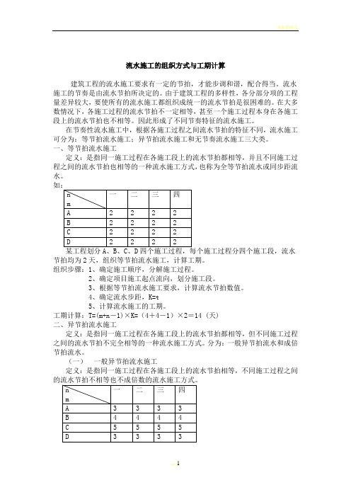 施工组织流水施工的组织方式与工期计算