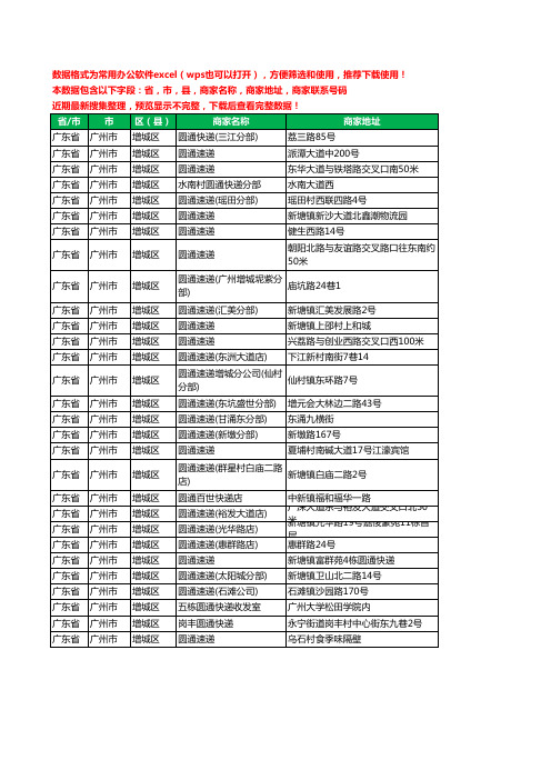 2020新版广东省广州市增城区圆通快递工商企业公司商家名录名单联系电话号码地址大全29家