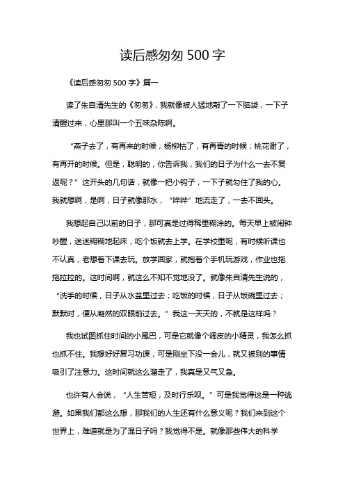 读后感匆匆500字