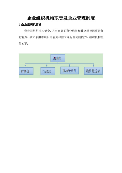 企业组织机构职责及企业管理制度