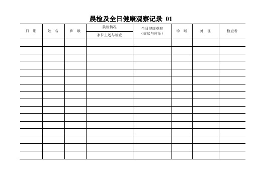 晨检及全日健康观察记录表