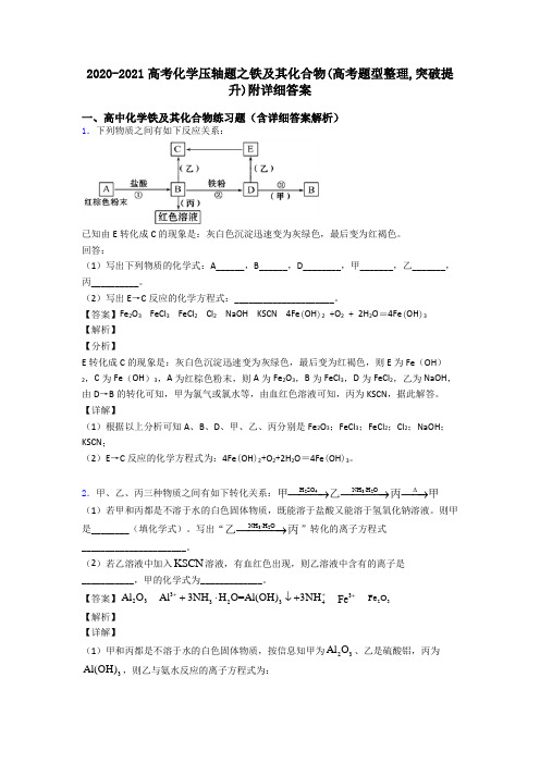 2020-2021高考化学压轴题之铁及其化合物(高考题型整理,突破提升)附详细答案