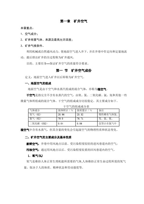 第一章   矿井空气