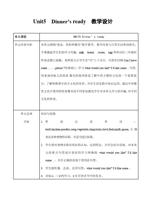 人教PEP版四年级英语上册《Unit5》精品教案教学设计小学优秀公开课7