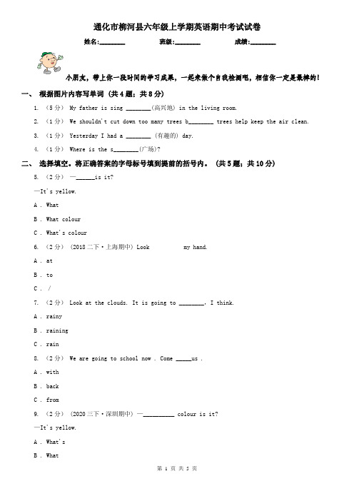 通化市柳河县六年级上学期英语期中考试试卷