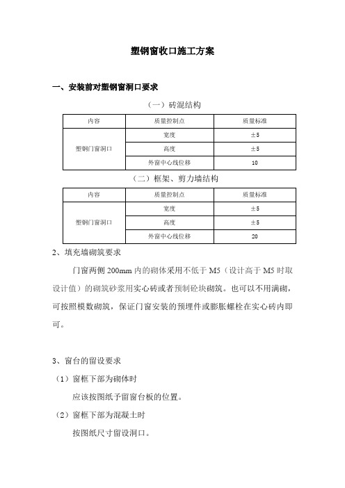 塑钢窗收口 技术方案