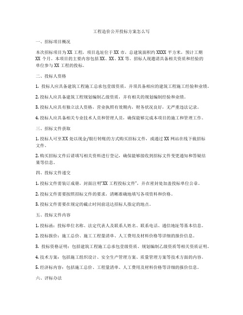 工程造价公开投标方案怎么写