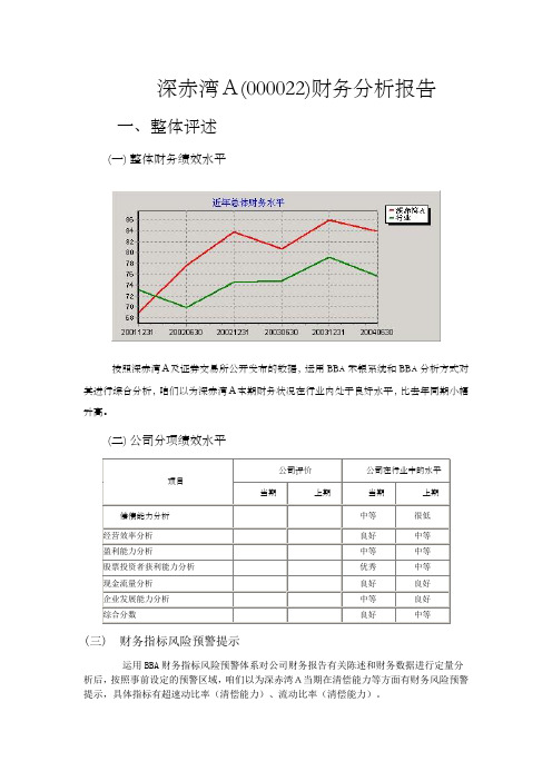 深赤湾A(000022)财务分析报告