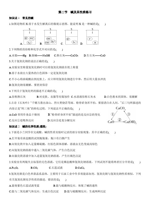 第七单元 第二节碱及其性质习题—2021-2022学年九年级化学鲁教版下册