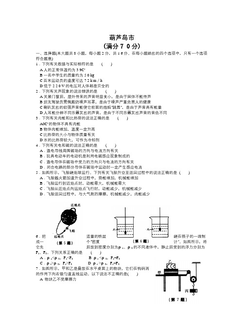 【精选】辽宁省葫芦岛市中考物理试题(Word版,有答案)-物理知识点总结