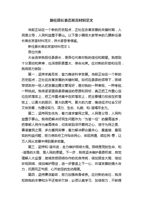 新任县长表态发言材料范文