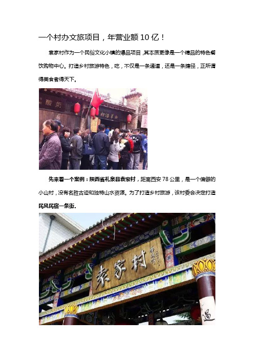 一个村办文旅项目,年营业额10亿