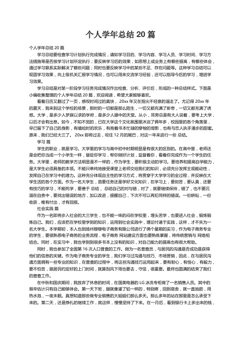 个人学年总结20篇