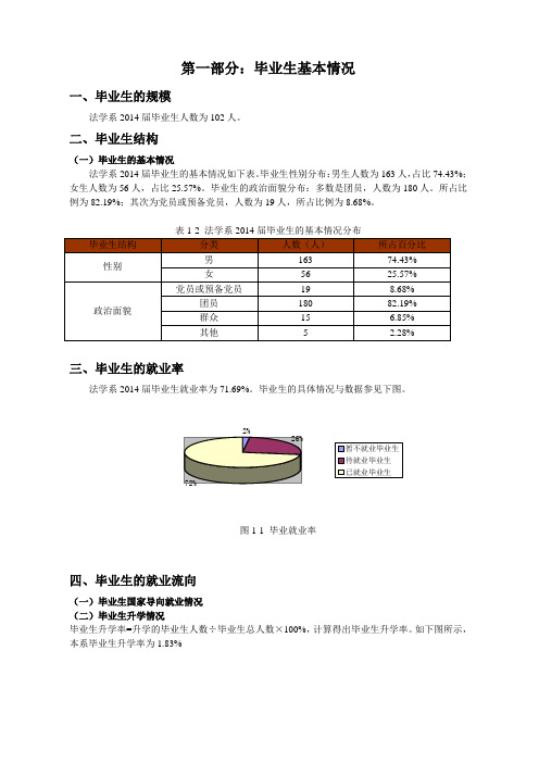 法学系2014届毕业生就业质量年度报告