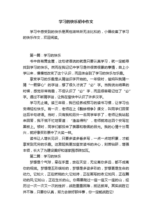 学习的快乐初中作文