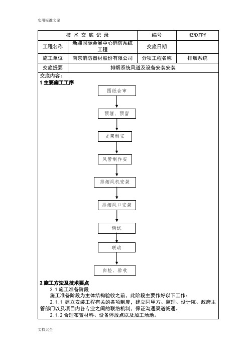 防排烟系统技术交底记录簿