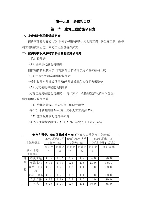 第十九章--措施项目费