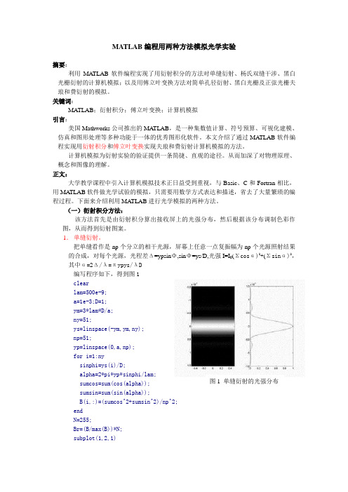 MATLAB编程用两种方法模拟光学实验