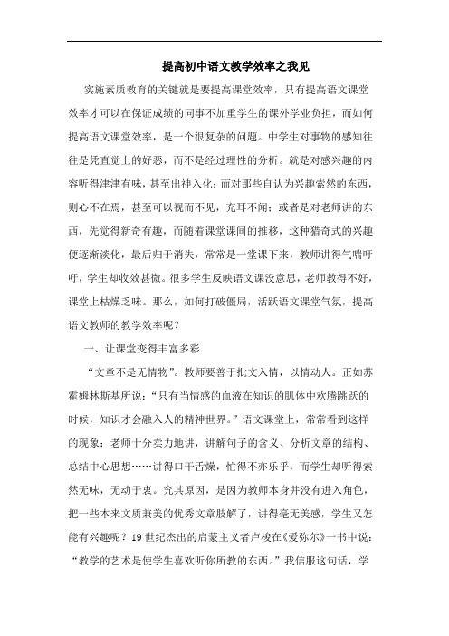 提高初中语文教学效率之我见