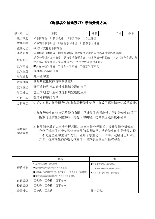 A1九年级数学学情分析方案