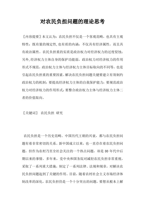 对农民负担问题的理论思考