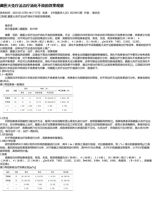 藏医火灸疗法治疗消化不良的效果观察