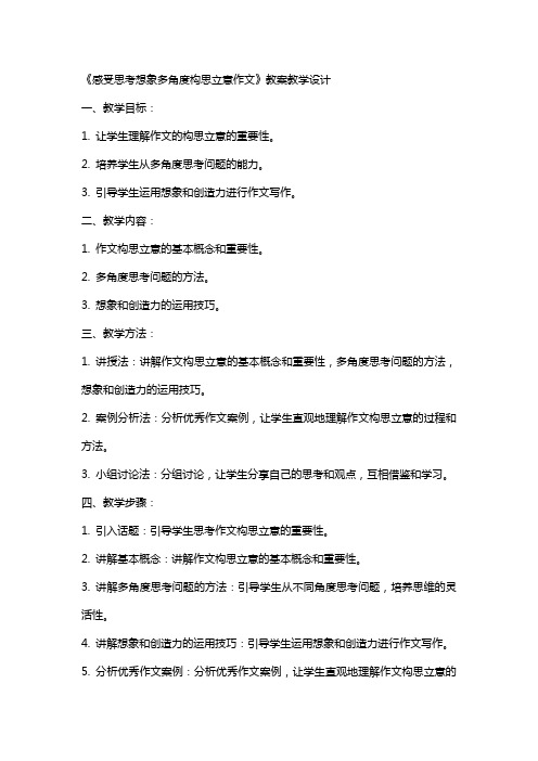 《感受思考想象多角度构思立意作文》(教师中心稿)教案教学设计