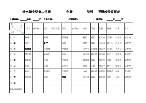 八年级任课教师统计表