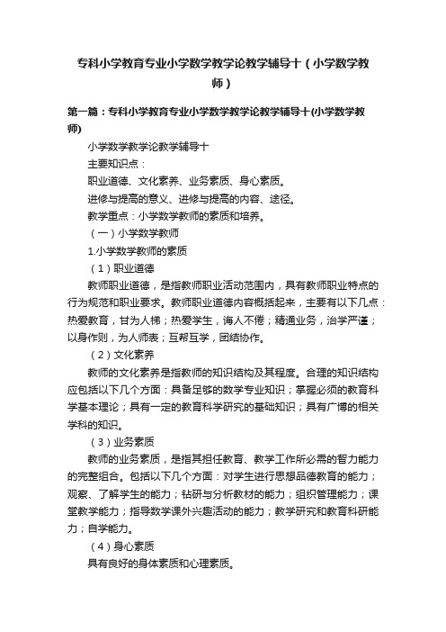 专科小学教育专业小学数学教学论教学辅导十（小学数学教师）