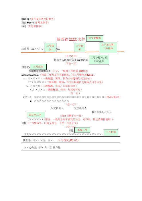 省人民政府党政机关公文请示模板范例