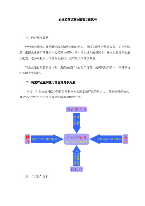 企业经营状况诊断项目建议书