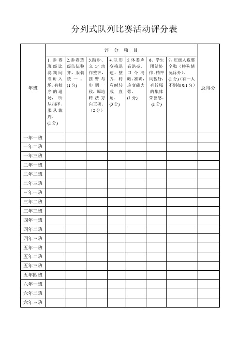 分列式比赛评分表及标准