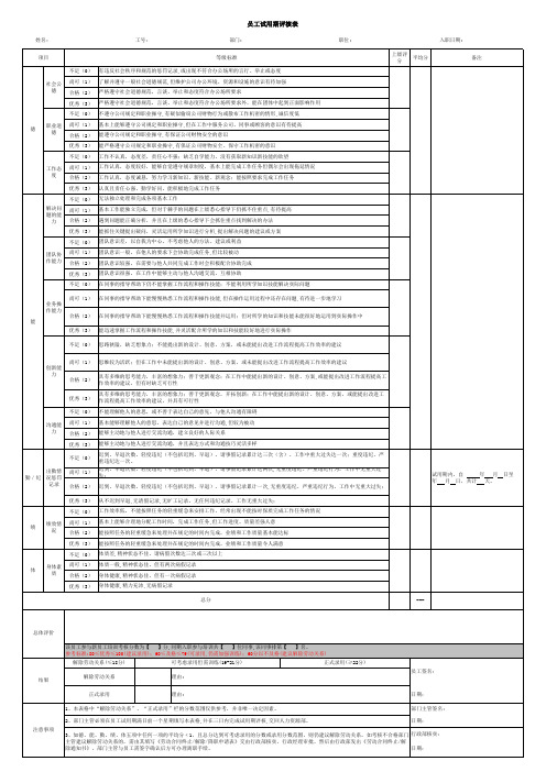 《员工试用期评核表》