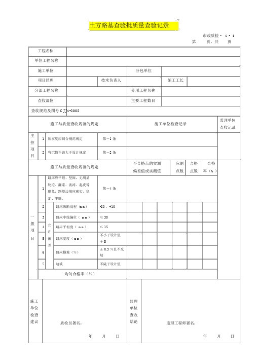 (完整版)道路工程检验批表格全套