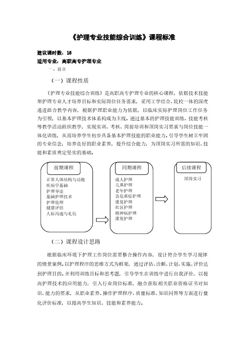 护理专业技能综合训练课程标准