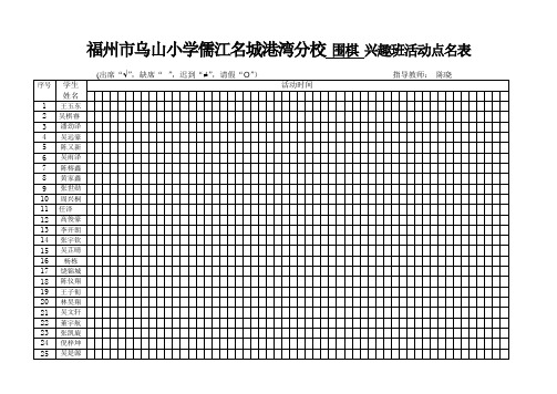 2015--2016兴趣小组 校本课程 点名册(围棋)