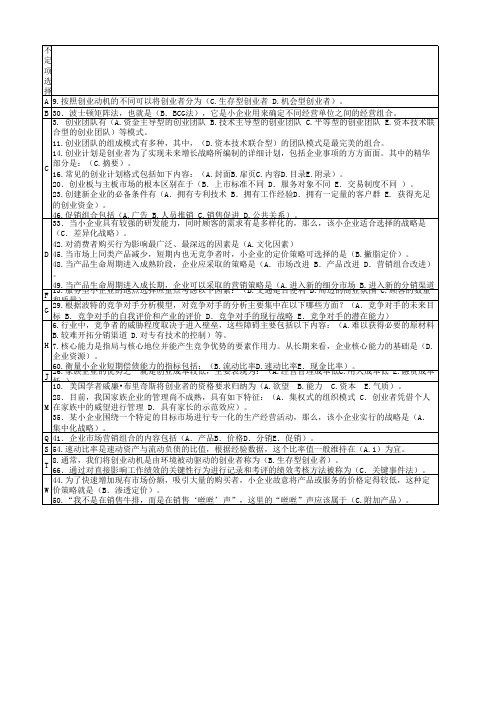 电大工商本科小企业管理期末考试答案