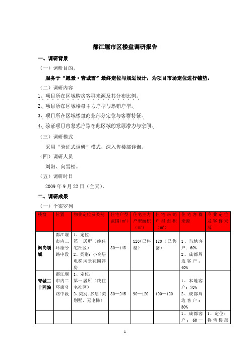 都江堰市区楼盘调研报告