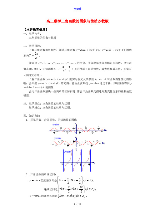 高三数学三角函数的图象与性质苏教版知识精讲