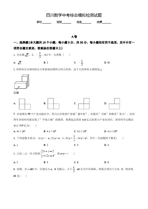 四川中考一模考试《数学卷》含答案解析