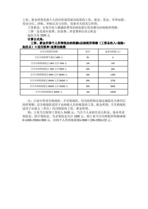 新版2012个人所得税计算方法