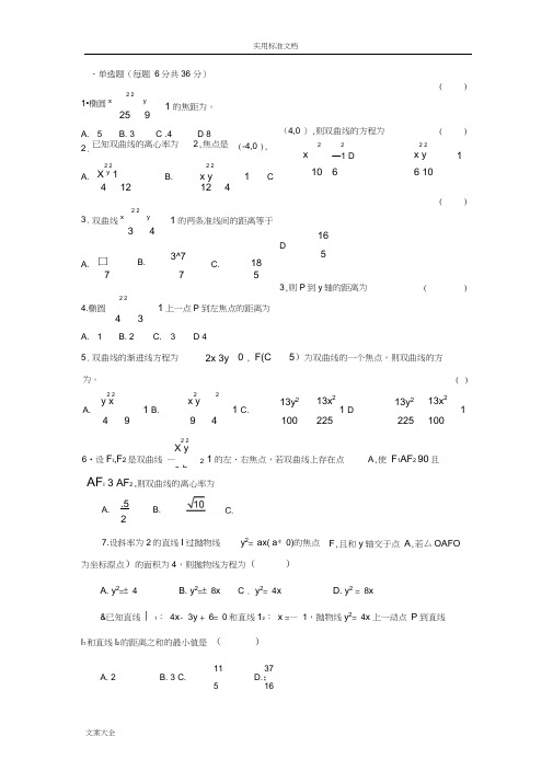 圆锥曲线综合练习题及问题详解-.doc